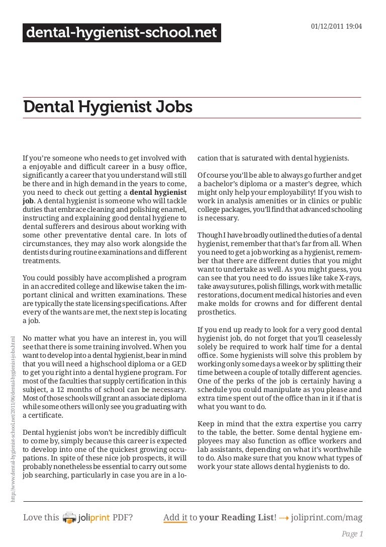 Dental hygienist jobs