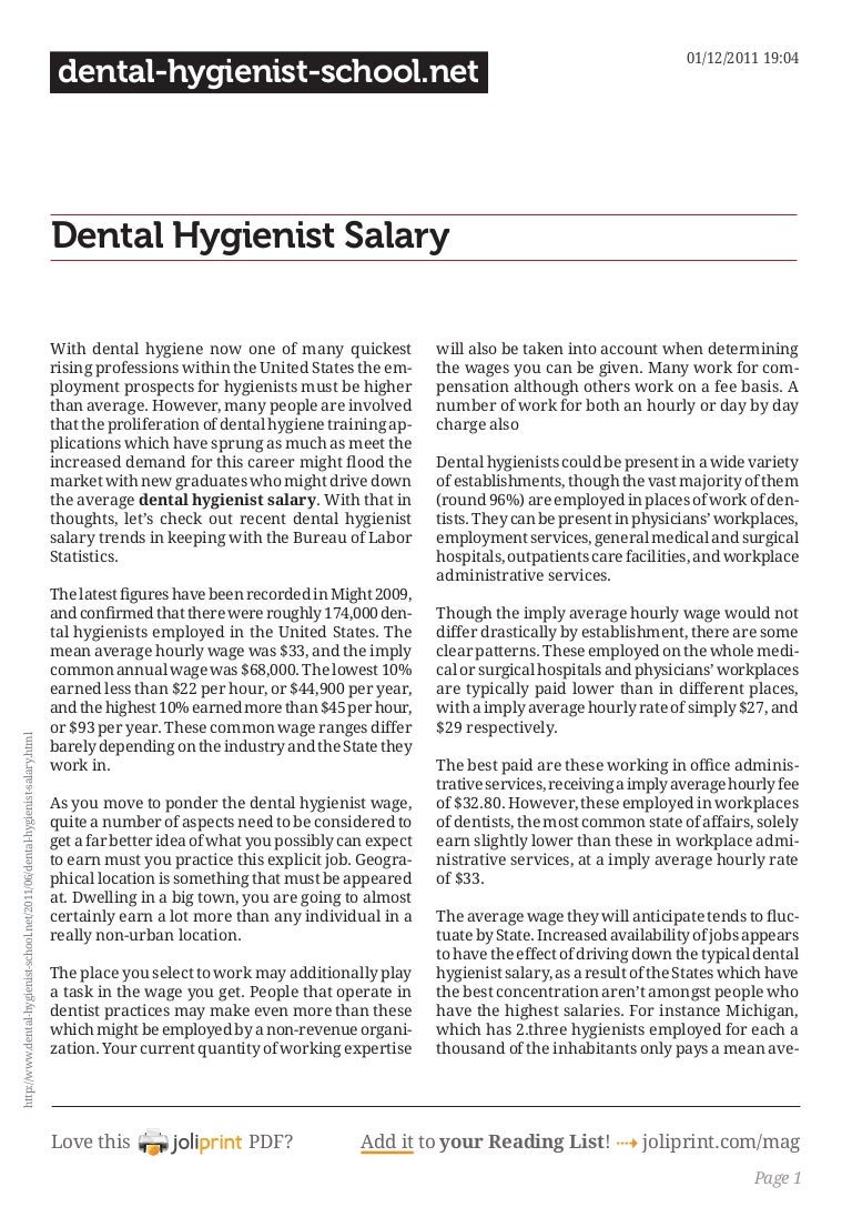 Dental hygienist salary