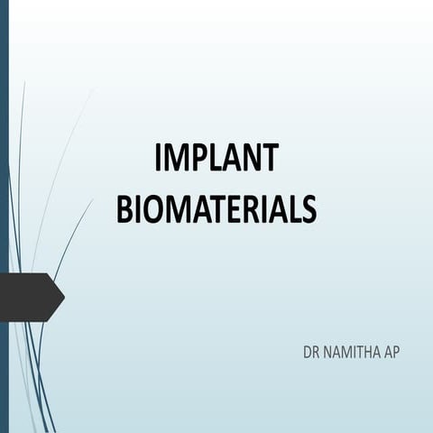 INTRODUCTION TO DENTAL IMPLANT BIOMATERIALS