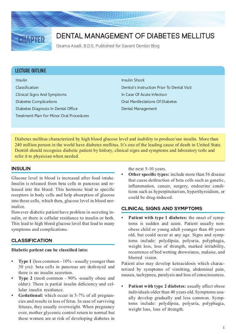 Dental Management of Patient with Diabetes Mellitus
