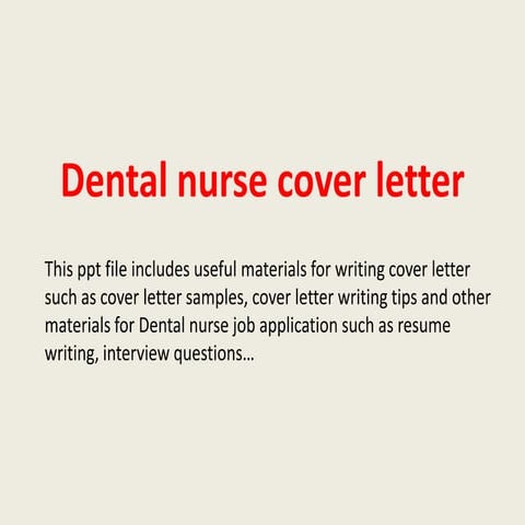 Dental nurse cover letter