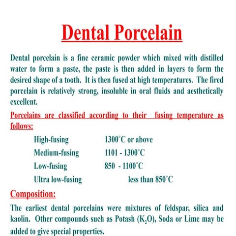 Dental Ceramics and Porcelain fused to metal | PPTX