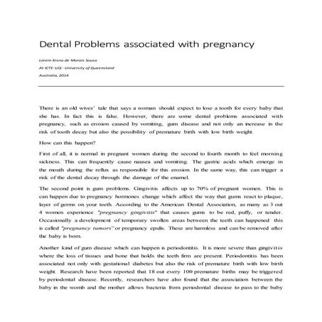 Dental problems associated with pregnancy