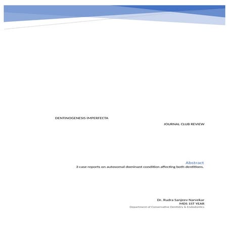 DENTINOGENESIS IMPERFECTA in adult tooth