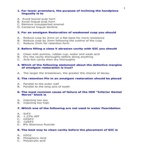 Dentistry mcqs