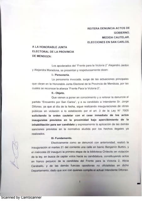 Denuncia contra Jorge Difonso