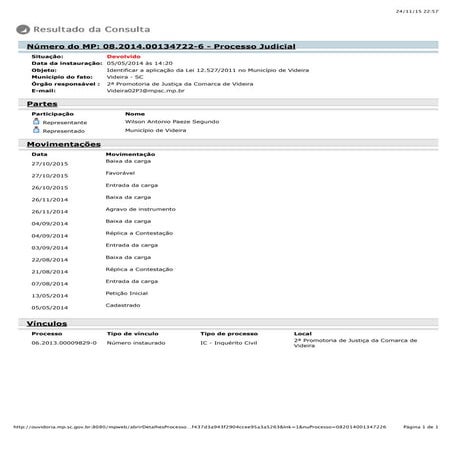 Denúncia para o MP