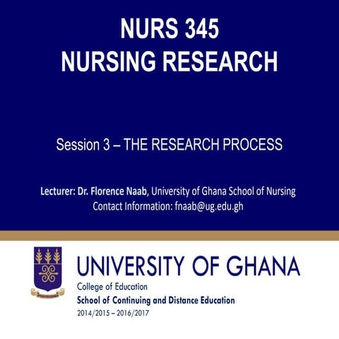 THE RESEARCH PROCESS IN NURSING AND MIDWIFERY