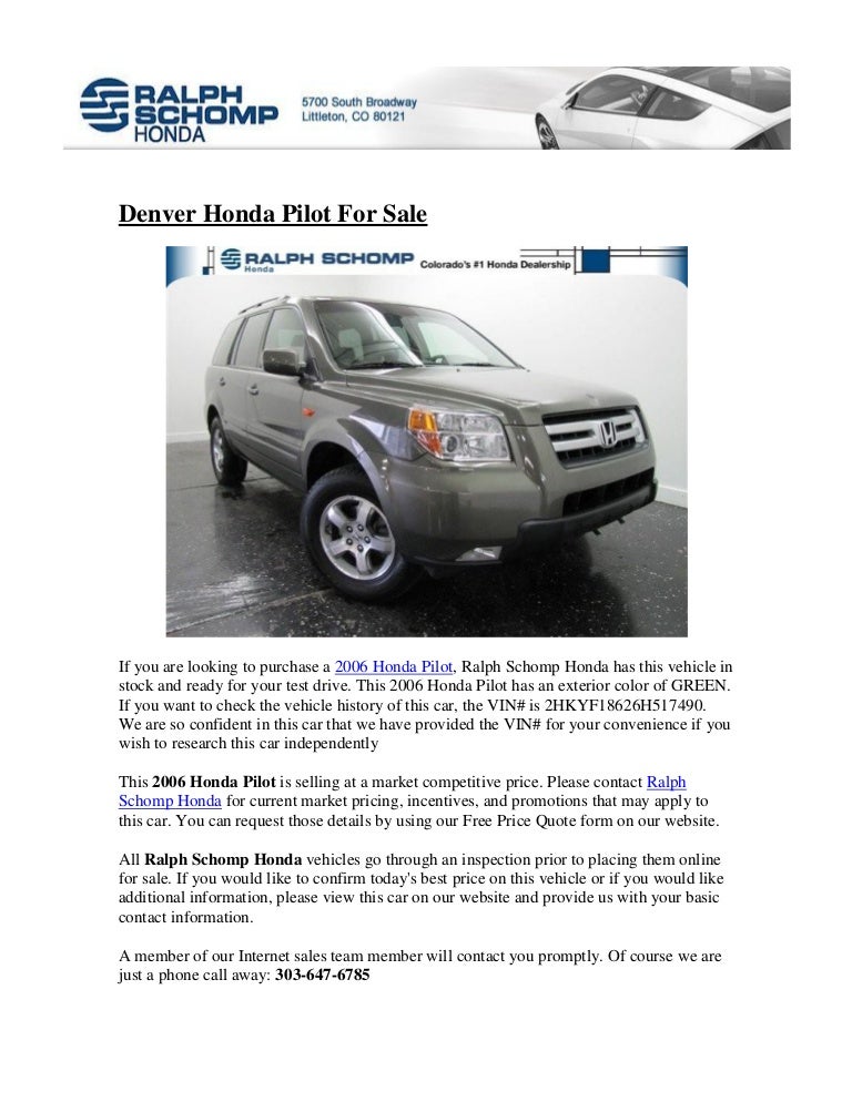 Ralph Schomp Honda >> Denver Honda Pilot For Sale Schomp Honda Denver Ralph Schomp Honda >> Denver Honda Pilot For Sale Schomp Honda Denver