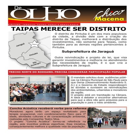 Boletim De Olho - Pirituba - Jaraguá - Taipas e Brasilândia