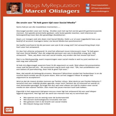 De onzin van "ik heb geen tijd voor social media"