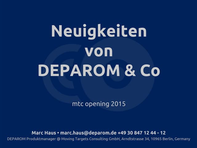 Neuigkeiten von DEPAROM & Co