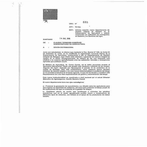 Departamento de gestión integral de riesgos subsecretaria de agricultura