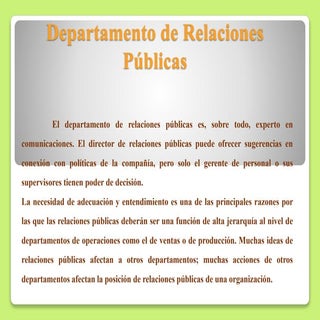 Departamento de relaciones públicas