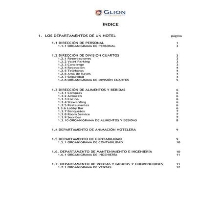 Departamentos de un hotel