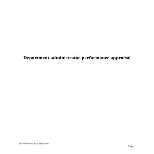 Department administrator performance appraisal