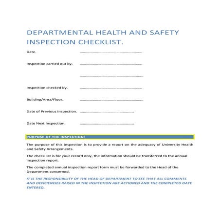 Departmental inspection-checklist