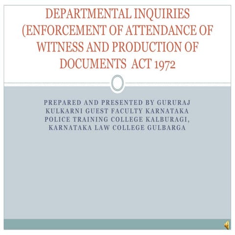 Departmental inquiries (enforcement of attendance of witness