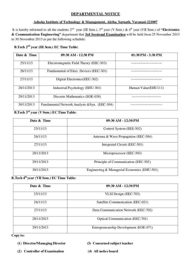 Departmental notice,sessional exam 3