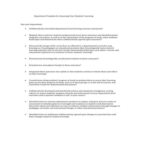 Department Assessment Template