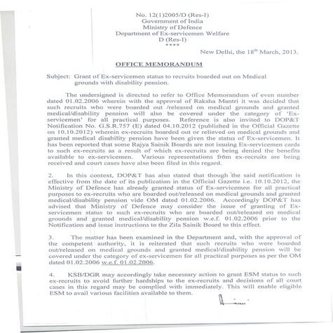 Ex servicemen welfare scheme | PDF