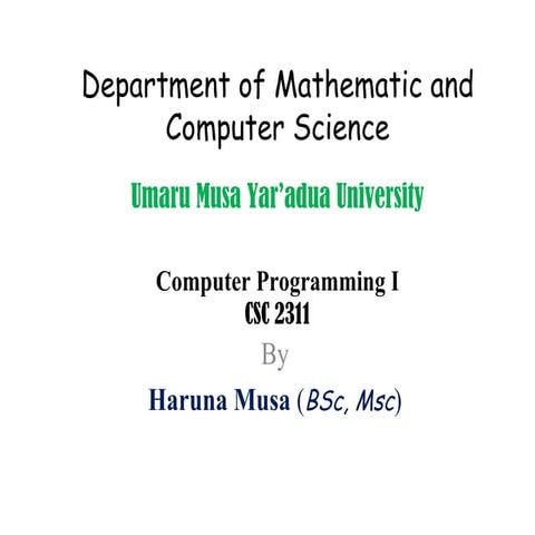 CSC 2311 Slide 1 | PPT