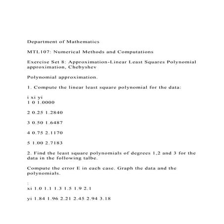 Department of MathematicsMTL107 Numerical Methods and Com.docx