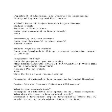 Department of Mechanical and Construction EngineeringFaculty of 