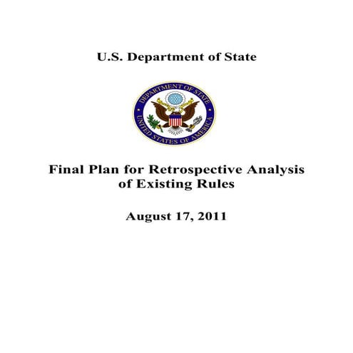 State Department Regulatory Reform Plan August 2011