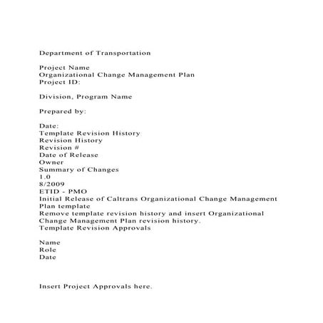 Department of TransportationProject NameOrganizational Cha.docx