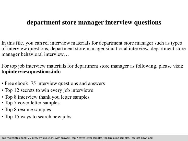 Department store manager interview questions