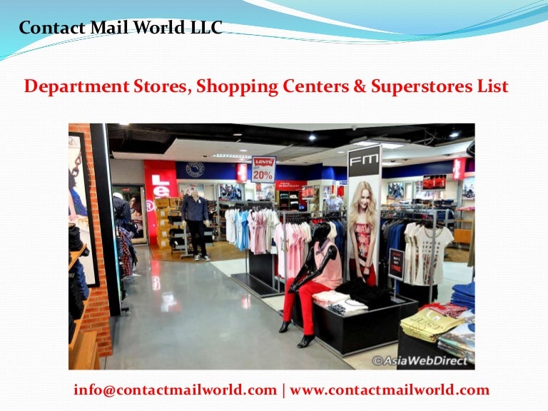 Department stores, shopping centers & superstores list