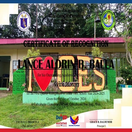 DepEd-MATATAG Certificate ELEMENTARY LEVEL