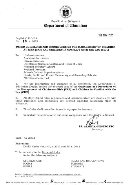 Dep ed order no. 40, s, 2012 | PDF