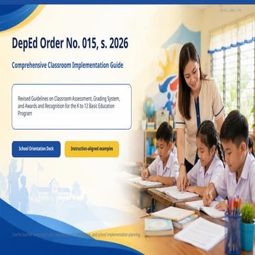 Comprehensive Guide to DepEd Order No. 015, s. 2026: Classroom ...