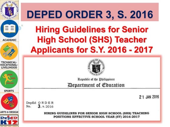 Dep ed order 7, s. 2015 ph hiring guidelines for teacher i position for ...