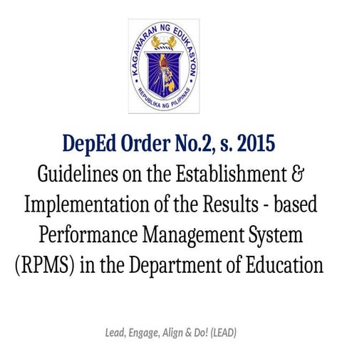 GUIDELINES ON THE ESTABLISHMENT AND IMPLEMENTATION OF THE RPMS