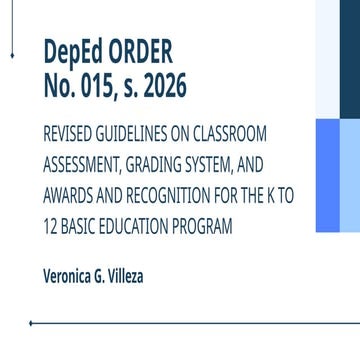 Comprehensive Orientation on DepEd Order No. 15, s. 2026: New ...