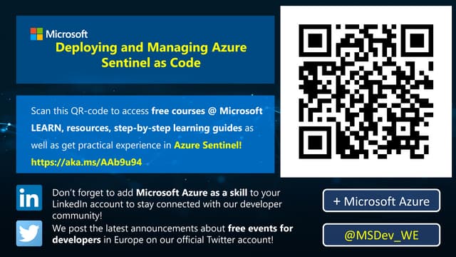 SBA Security Meetup - Deploying and managing azure sentinel as code by Bojan Magusic (Microsoft)