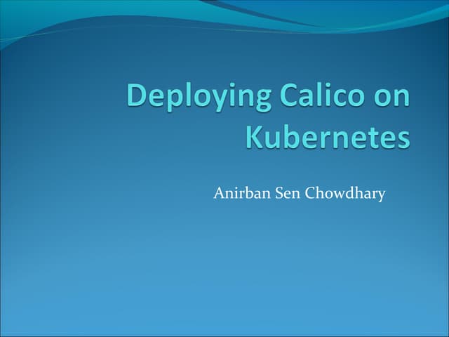 Deploying calico on kubernetes