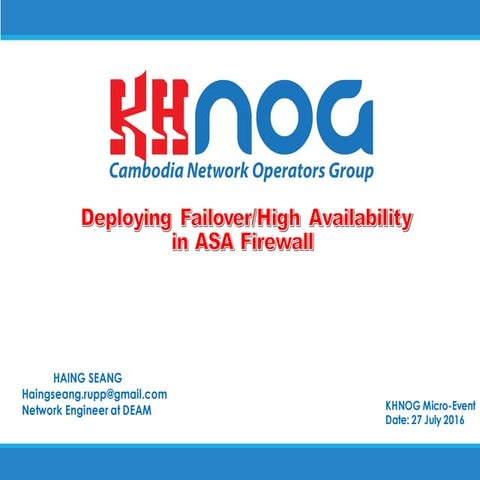 Deploy Failover/High Availability in ASA Firewall