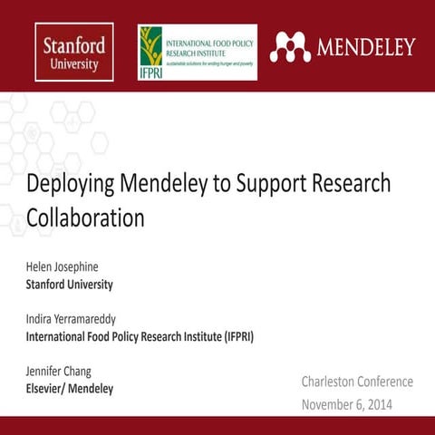 Deploying Mendeley to Support Research Collaboration