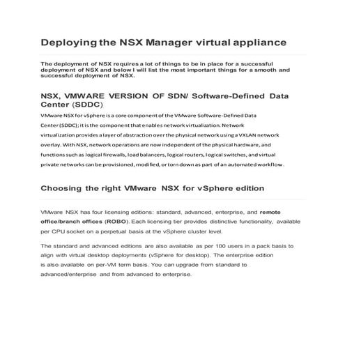 Deploying The NSX Manager Virtual Appliance