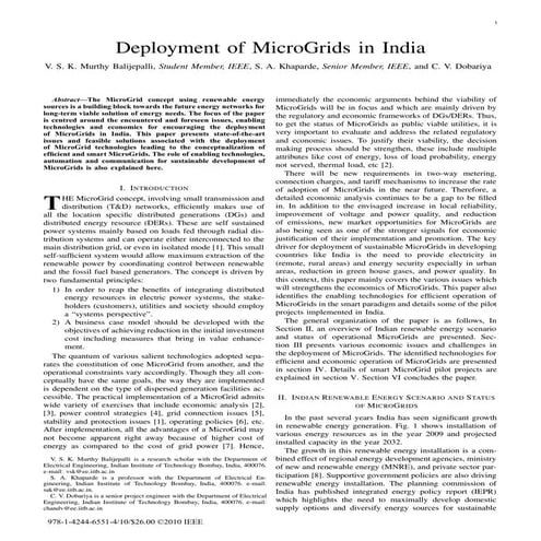 Deployment of micro grids in india