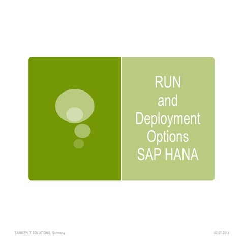 SAP HANA Run and Deployment Options | PPTX