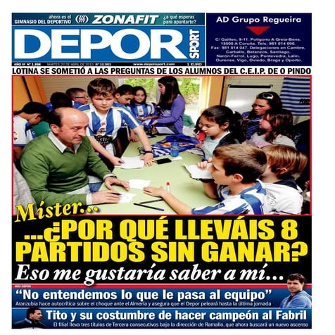 Ceip do Pindo: Econtro con Lotina, adestrador do Deportivo da Coruña. Portada...