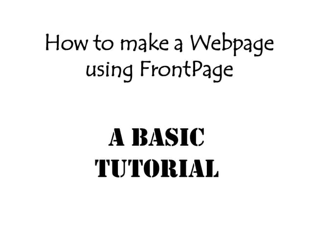 basic tutorial for frontpage 2003