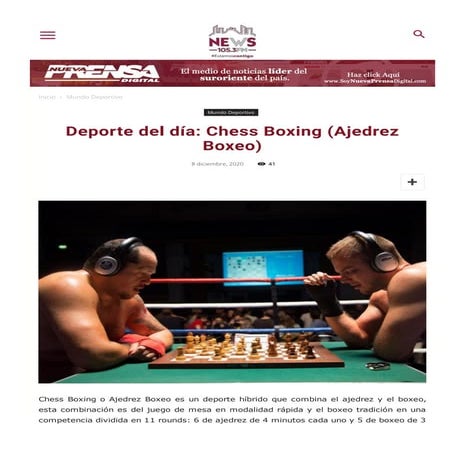 Deporte del día Chess Boxing Ajedrez Boxeo