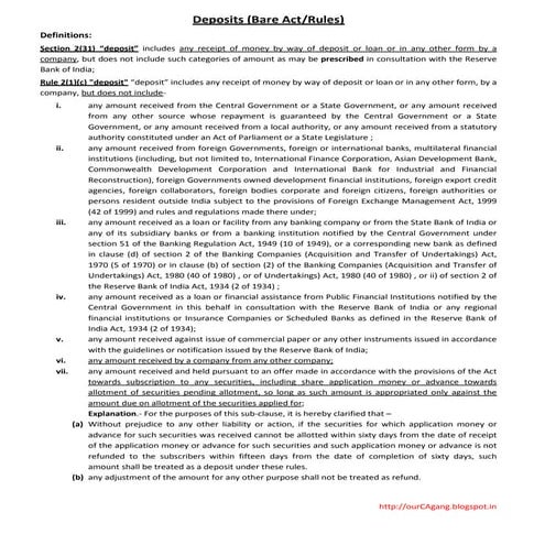 Acceptance of Deposit under Companies Act 2013 (Bare Act/Rule)
