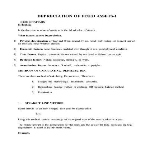 Depreciation of fixed assets 1